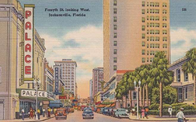 View of Jacksonville’s Theatre Row, between 1930-1945.