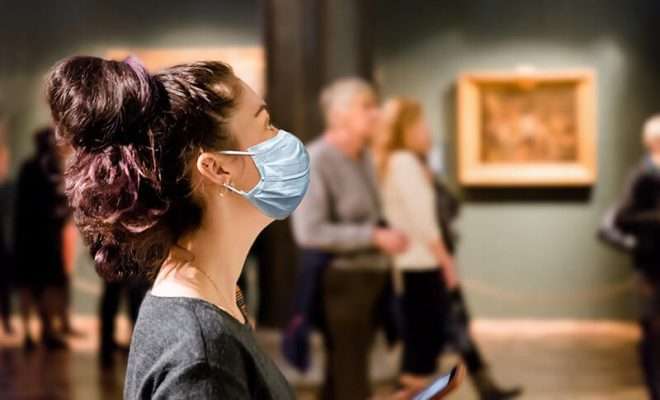 Woman-in-Museum-with-Mask